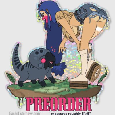 Prehistoric princess & protoceratops sticker