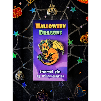 Patch the pumpkin dragon enamel pin