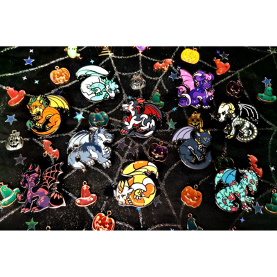 Halloween dragons complete enamel pin set