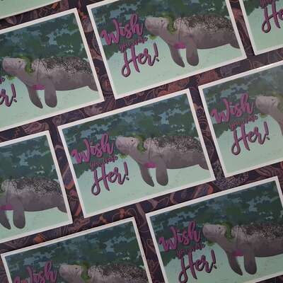 "wish you were her!" vintage postcard xlsticker