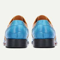 Fashion wedding shoes men's first layer cowhide color matching lace-up Oxford shoes - Thumbnail 2