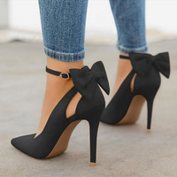 Bowknot pointed toe pumps stiletto heels 6 colors - Thumbnail 4