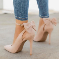 Bowknot pointed toe pumps stiletto heels 6 colors - Thumbnail 3