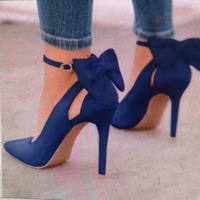 Bowknot pointed toe pumps stiletto heels 6 colors - Thumbnail 2