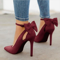 Bowknot pointed toe pumps stiletto heels 6 colors - Thumbnail 6