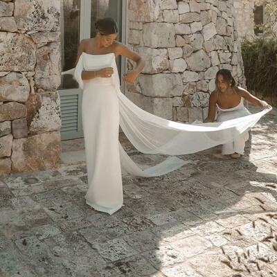 Sexy sheath wedding gown, chiffon bridal gown wedding dress