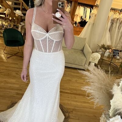 Sexy mermaid srquins satin wedding dress bridal gown wedding gown