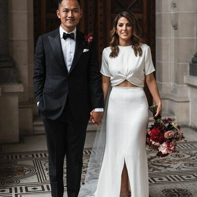 Simple two pieces sheath beach bohemia wedding dress bridal gowns wedding gown