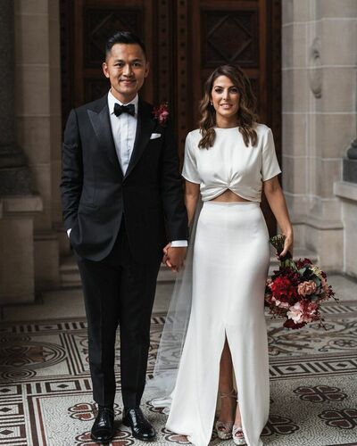 Simple Two Pieces Sheath Beach Bohemia Wedding Dress Bridal Gowns Wedding Gown