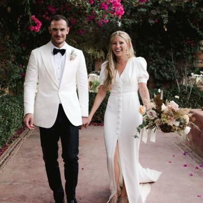 Simple sheath short sleeve side slit beach bohemia wedding dress bridal gowns wedding gown