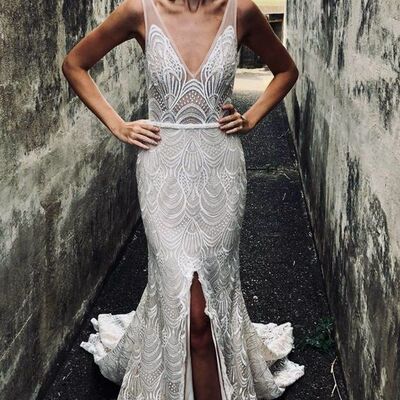 Luxury mermaid sequins lace sexy wedding dress bridal gowns wedding gown