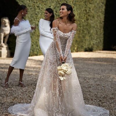 Luxury a line sequins beach bohemia wedding dress bridal gowns wedding gown