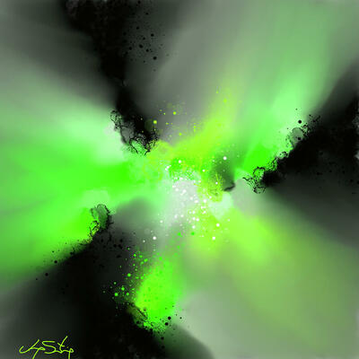 Green galaxy - abstract art print