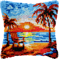 Beach Pillow Cushion Cover Rug Making Latch Hooking Kit (43x43cm Blank Canvas)