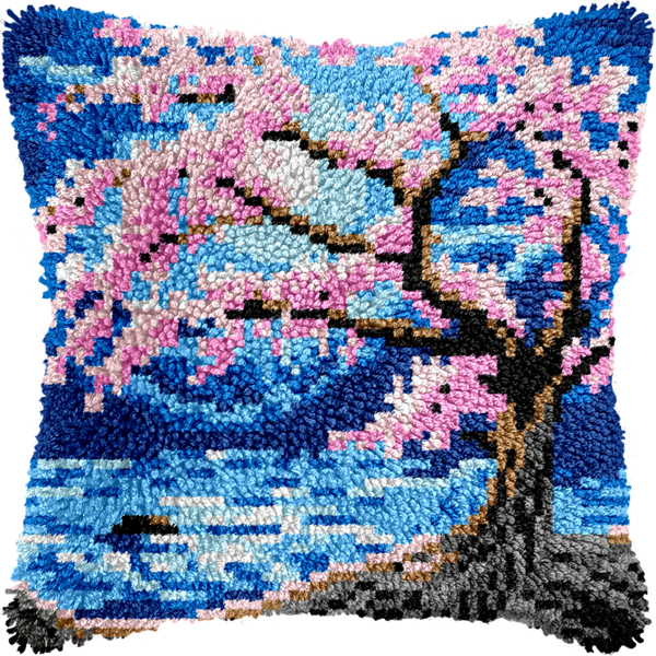 Blossom Tree Pillow Cushion Cover Rug Making Latch Hooking Kit (43x43cm Blank Canvas)