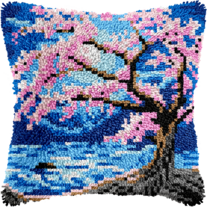 Blossom Tree Pillow Cushion Cover Rug Making Latch Hooking Kit (43x43cm Blank Canvas)