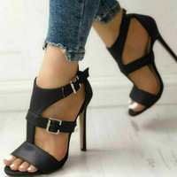 Stiletto Women's Sandals Fashion Belt Buckle 2 colors - Thumbnail 3