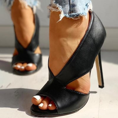 Fashion fish mouth hollow stiletto large size 2 colors - Thumbnail 2