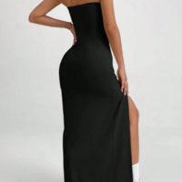 Mermaid Black Strapless Long Prom Dresses - Thumbnail 1