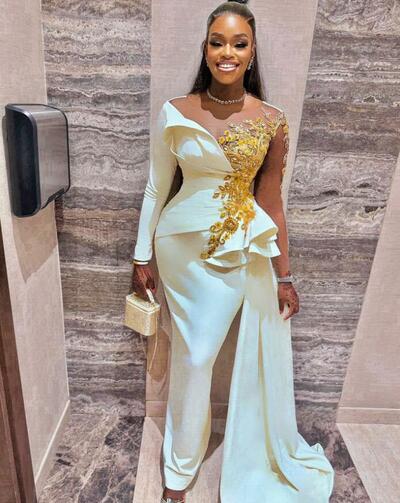 Plus Size Ivory Sheath Prom Dress Satin Promdress Lace Crystals Evening Formal Party Second Reception Birthday Engagement Gowns Dresses