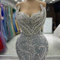 Luxury Mermaid Prom Dress Crystals Beaded Sequined Evening Formal Party Second Reception 50th Birthday Engagement - Thumbnail 1
