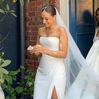 Sheath Wedding Gown, Satin Bridal Gown Wedding Dress - Thumbnail 2