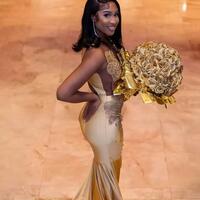 Sexy Gold Sequins Mermaid Prom Dresses Glitter Crystal Plus Size Evening Ocn Birthday Gowns Customised - Thumbnail 1