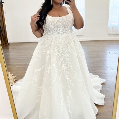 Plus size scoop appliques wedding dress bridal gowns wedding gown