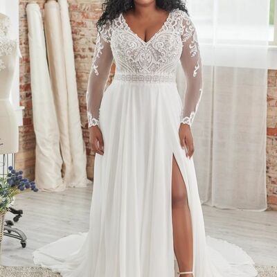 Plus size a line lace wedding dress bridal gowns wedding gown