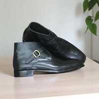 Men's Handmade Black Monk Boot, Full Grain Leather Brogue Boot - Thumbnail 3