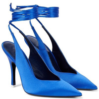 New style pointed stiletto pointed cross satin strap high heel sandals 4 colors - Thumbnail 2