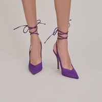 New style pointed stiletto pointed cross satin strap high heel sandals 4 colors - Thumbnail 4