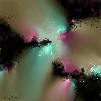 Ethereal Burst - Turquoise Magenta Abstract