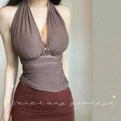 Street fashion halter neck sexy backless vest - Thumbnail 1