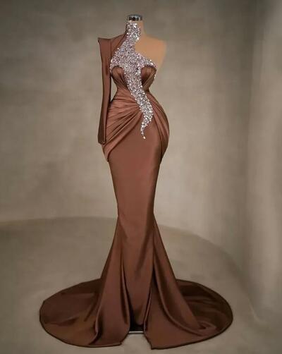 Prom Dresses Neck Evening Gown Party Formal New Custom Plus Size Mermaid Satin Lace Up Knee length Sweep Train 