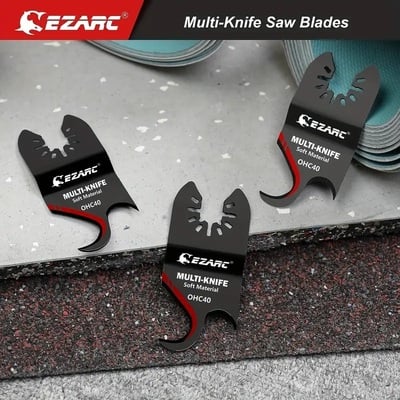 Ezarc 3pcs oscillating hook knife blade set – twin-hook multi-tool blades for roofing, carpet, pvc, cardboard – universal fit (not starlock)