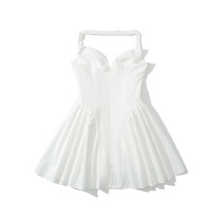 Sexy Slim Fit Solid Color Elastic Short Skirt Dress - Thumbnail 2