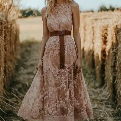 Pink a line lace ankle-length mother of the bride/groom dress evening formal dress