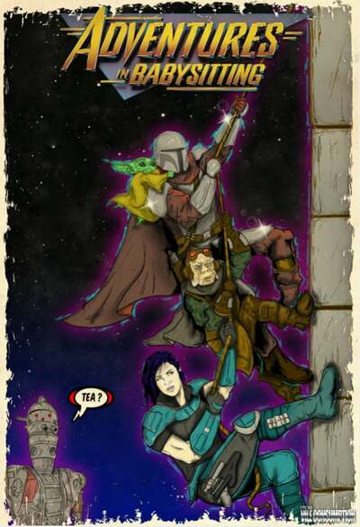 Mandolorian Adventures in babysitting 13x19 print