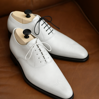 Handmade White New Limited Edition Brogue Style Dress Lace Up Shoes Special Discount For Bulk - Thumbnail 2