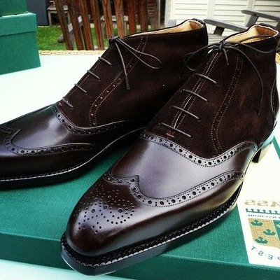 Handmade men genuine suede leather chukka lace up boot - Thumbnail 2