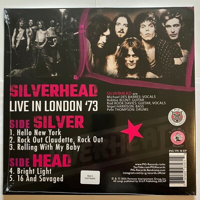 Silverhead - live in london `73  at the bbc paris theater (new limited edition silver vinyl 10" ep)