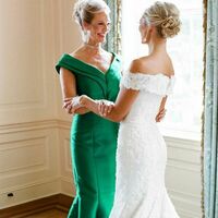Elegant Sheath Green V-neck Satin Mother of Bride Groom Dress,1105 - Thumbnail 1