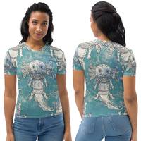 Axolotls in Blue All Over Women's Crew T-Shirt - Thumbnail 2