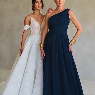 Simple a line one shoulder mother of the bride/groom dress