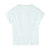 Vintage round neck lace top with small flying sleeves - Thumbnail 6