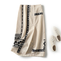 Bohemian ethnic style high waist front slit hip-wrapped midi skirt - Thumbnail 3