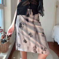 Smudge-printed new Chinese style improved knot waist skirt - Thumbnail 4