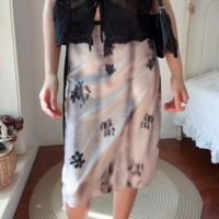 Smudge-printed new Chinese style improved knot waist skirt - Thumbnail 5