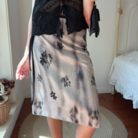 Smudge-printed new Chinese style improved knot waist skirt - Thumbnail 6